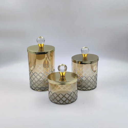 Glass Lustre Jar With Cutting