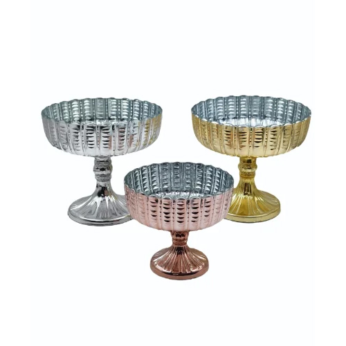 Glass Fruit Bowls With Metalic Coating