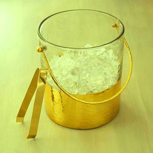 Glass Ice Bucket - Color: Golden