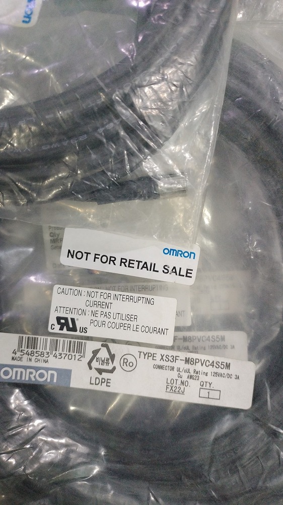 OMRON SENSOR CONNECTOR CABLE, XS3F-M8PVC4S5M