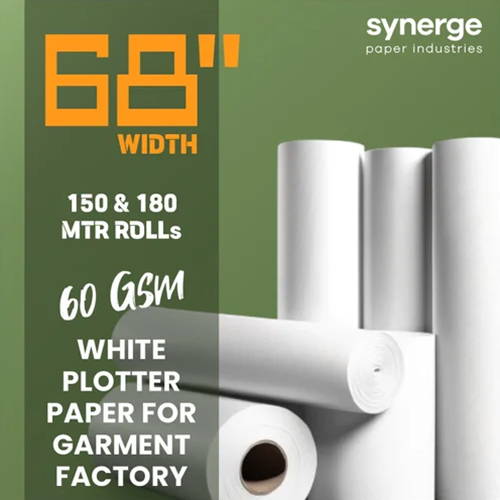 68 Inch Width Garment Plotter Paper Rolls - Color: White