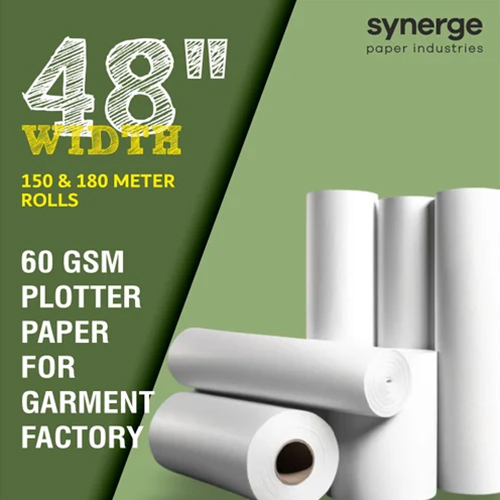 48 Inch Width Garment Plotter Paper Rolls - Color: White
