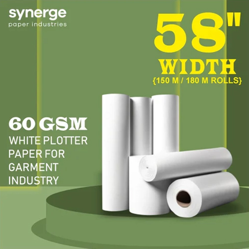 58 Inch Width Garment Plotter Paper Rolls - Color: White