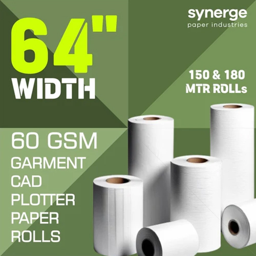 64 Inch Width Garment Plotter Paper Rolls - Color: White