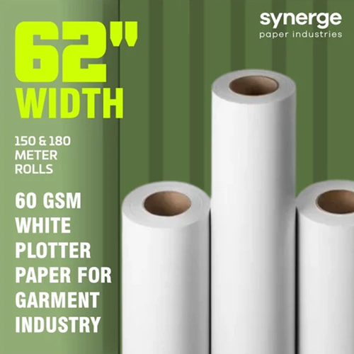 62 Inch Width Garment Plotter Paper Rolls - Color: White