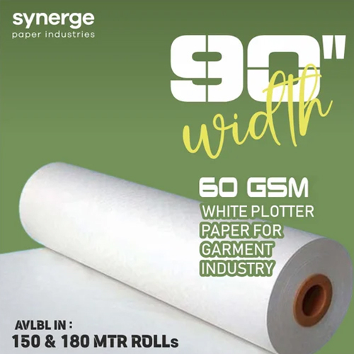 90 Inch Width Garment Plotter Paper Rolls - Color: White