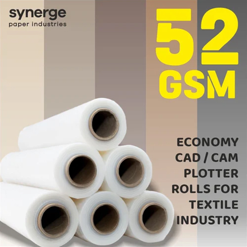 52 Gsm 48 Inch Width Garment Economy White Plotter Paper Rolls - Size: 150 M (Length)