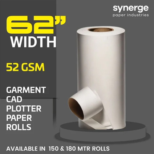 52 Gsm 62 Inch Width Garment Plotter Paper Rolls - Color: White