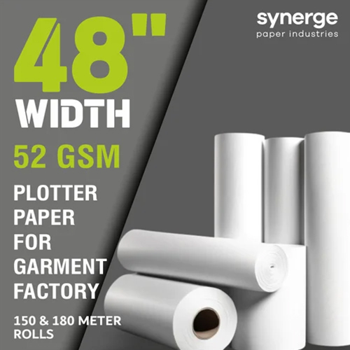 150 Mtr 48 Inch Width Garment Plotter Paper Rolls - Color: White
