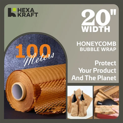 100 Meters Hexakraft Honeycomb Paper Bubble Wrap Rolls - Color: Brown