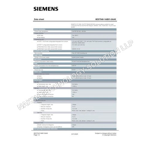 SIMATIC S7-1500, 6ES7540-1AB01-0AA0