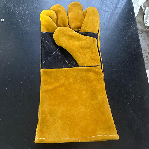 Yellow Black Leather Gloves