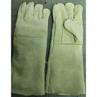 16 Inch Heat Resistant Industrial Leather Gloves - Color: Olive Green