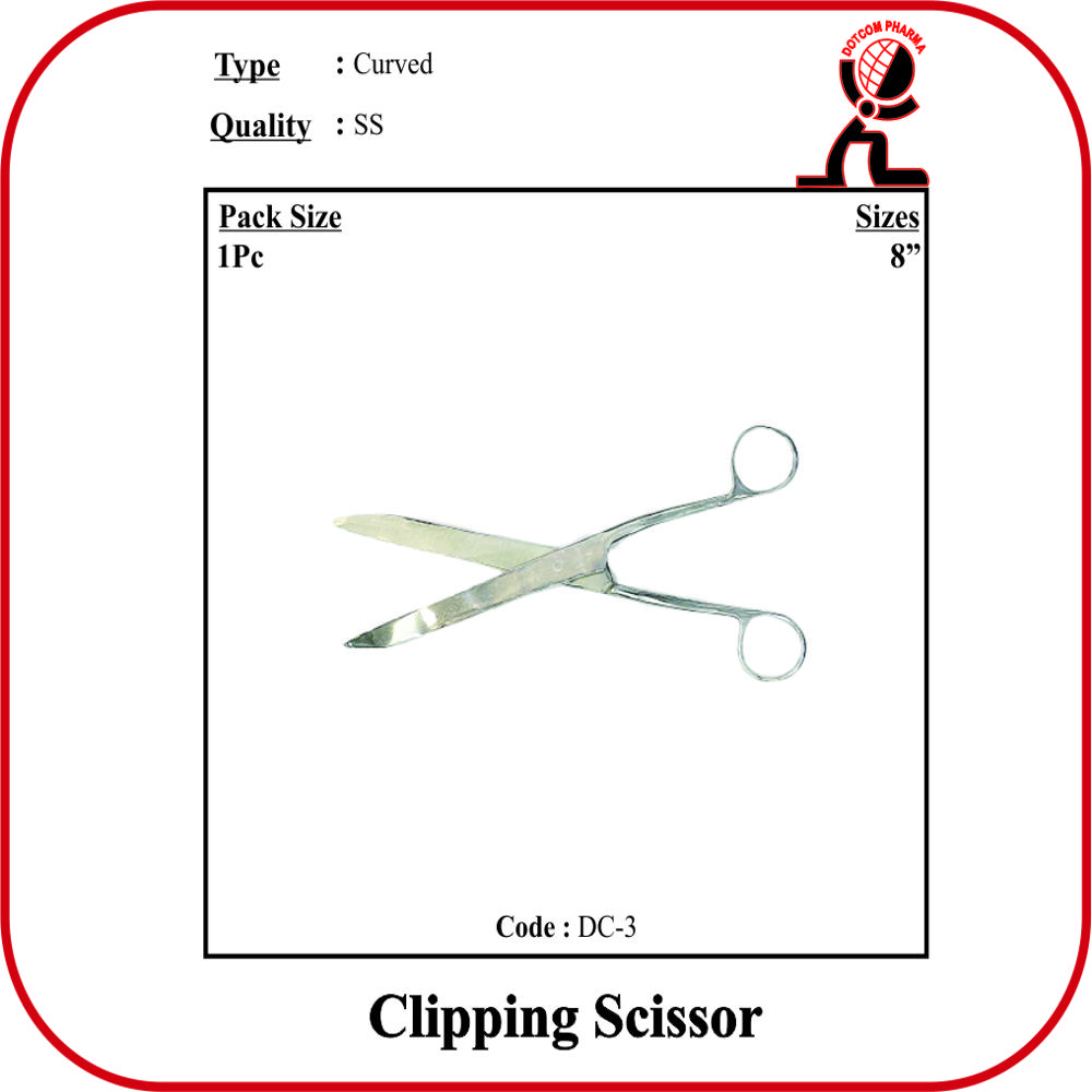 Clipping Scissor - 8" Inch (straight/curved ) - Application: Veterinary Purpose