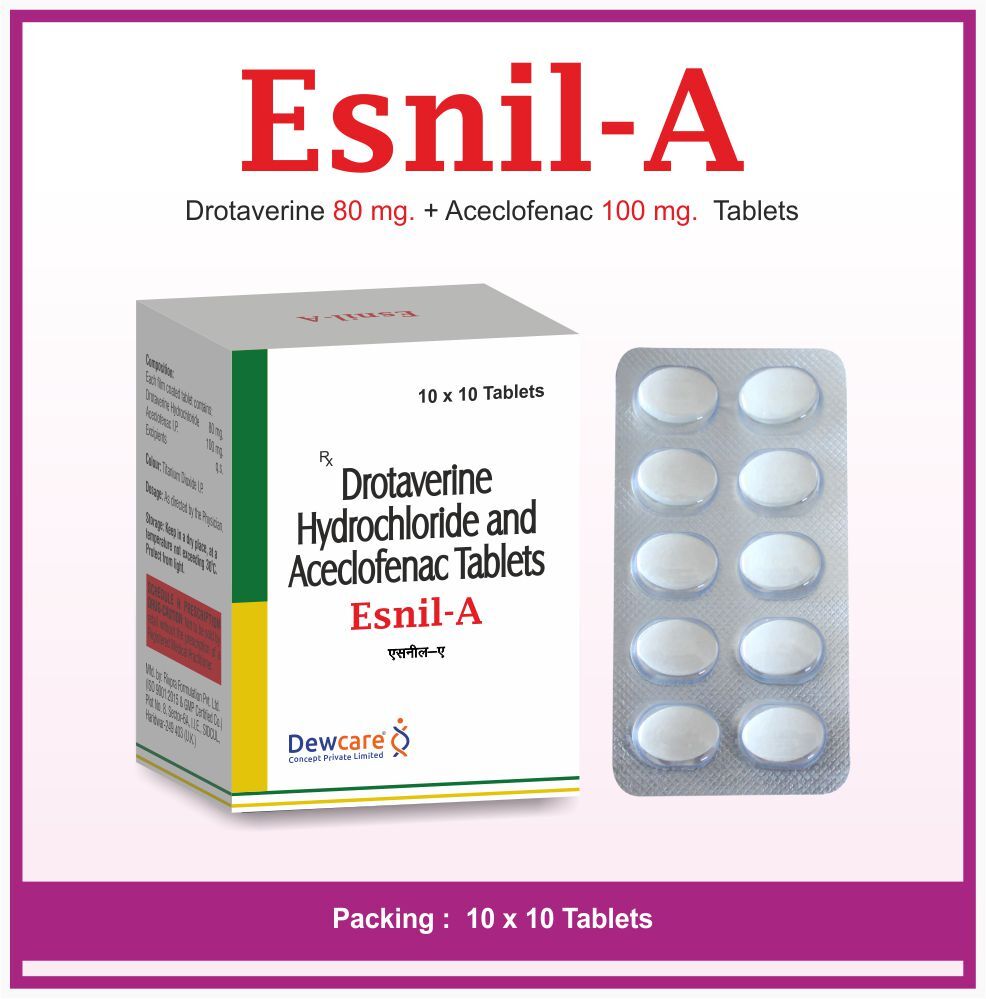 ESNIL-A TABLETS - Drotaverine + Aceclofenac Composition | Pain Relief and Anti-inflammatory Properties
