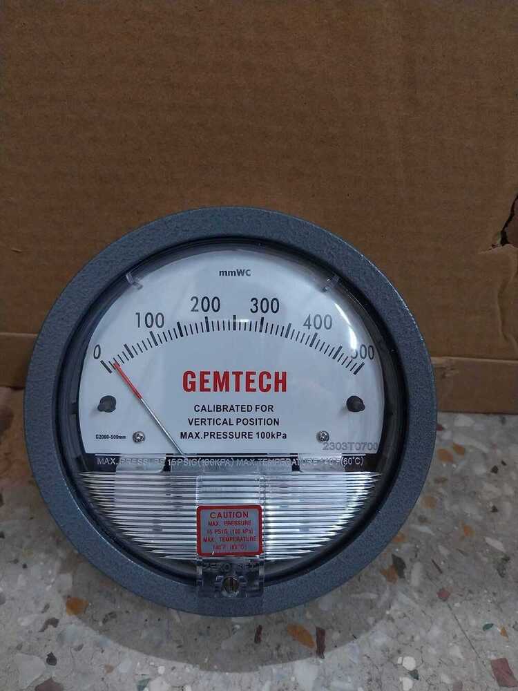 Distributor Gemtech Differential Pressure Gauge Range 0-500 Mm Wc - Accuracy: A 2% (-Ha Model A 1) Of Fs (A 3% (-Ha A 1.5%) On -0