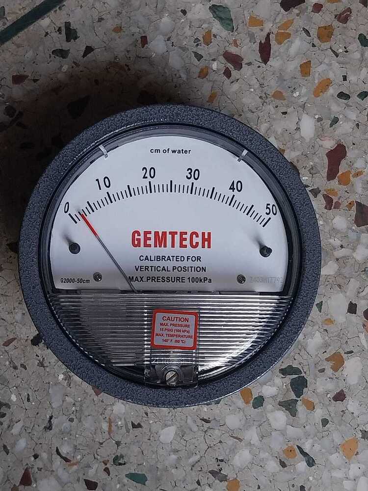 Gemtech Instruments G2000-50cm Differential Pressure Gage 0-50 Cm - Accuracy: A A 2% (-Ha Model A A 1) Of Fs (A A 3% (-Ha A A 1.5%) On -0