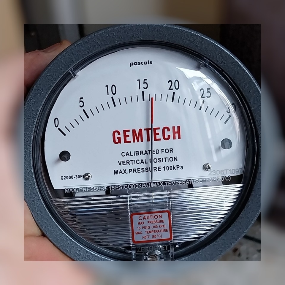 Gemtech Instruments G2000-125pa Differential Pressure Gage 0-125 Pa