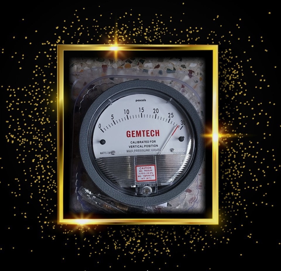 Gemtech Differential Pressure Gauge Range 2-0-2 Cm