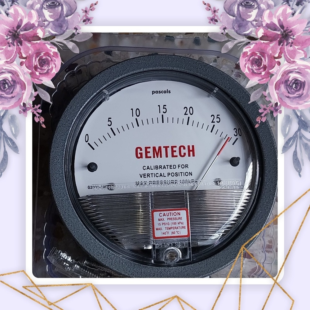 Gemtech Differential Pressure Gauge Range 2-0-2 Cm