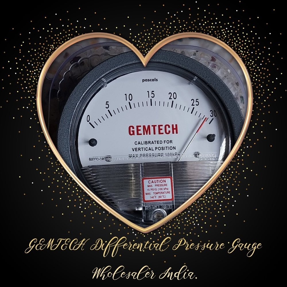 Gemtech Differential Pressure Gauge Range 2-0-2 Cm