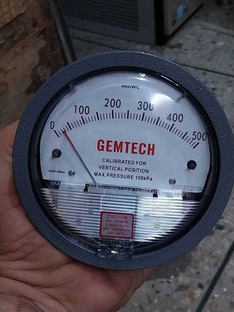 GEMTECH Differential Pressure Gauge Range 15-0-15 CM