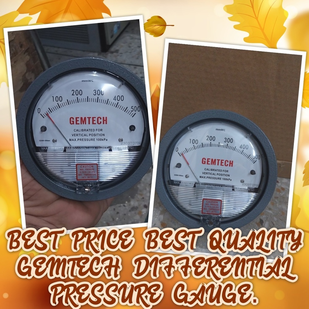 GEMTECH Differential Pressure Gauge Range 15-0-15 CM