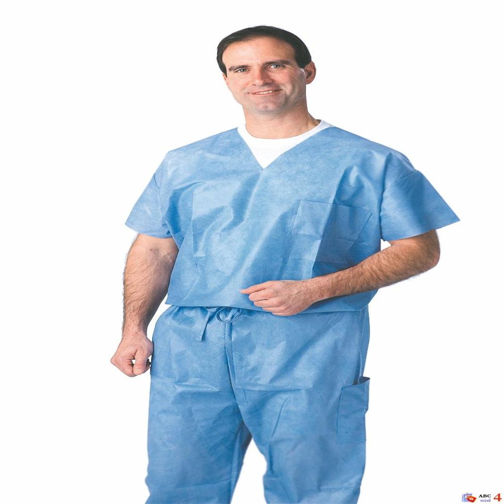 Medline Disposable Scrub Shirts and Pant, Free Size, Blue (Pack of 30)