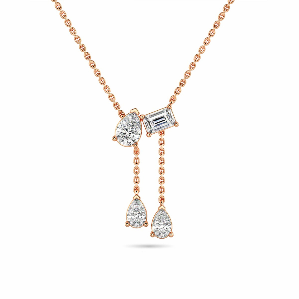 Toi et Moi Pear and Emerald Cut Lab-Grown Diamond Drop Necklace