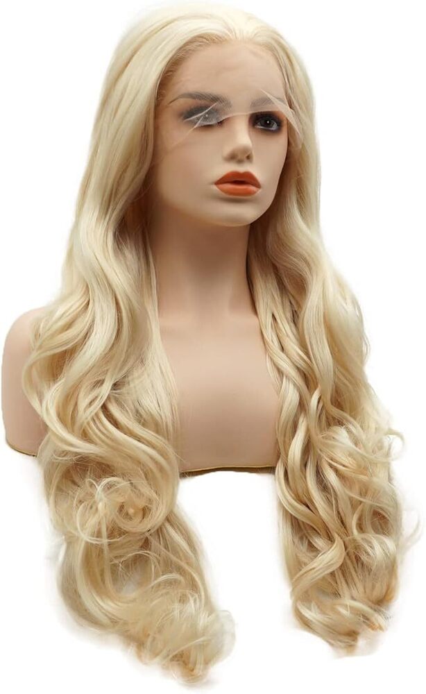 Swiss  Lace Front Wig Wavy Long 20inch Beige Blonde Heavy Density Wig Hair Extension