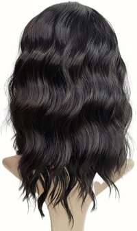 Black Wigs with Bangs for Women 14 Inches  Curly Bob Wig for Girl Natural Looking Wavy Wigs