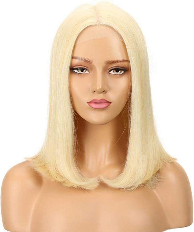 613 Blonde  Lace Front Wigs Virgin Human Hair Pre Plucked 13x4 Lace Frontal Straight ( 14 Inch )