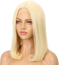 613 Blonde  Lace Front Wigs Virgin Human Hair Pre Plucked 13x4 Lace Frontal Straight ( 14 Inch )