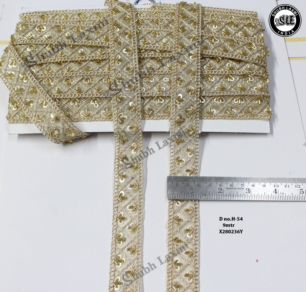 golden cutdana sequence lace