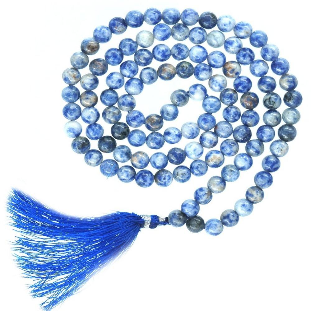 Sodalite Aaa Crystal Beads - 8mm Deep Blue With White Veining, High Gloss Polish, Round Smooth Beads