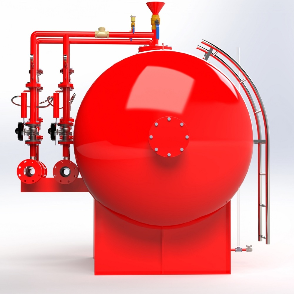 Vertical Foam Bladder Tank - Carbon Steel Astm A 516 Gr. 70, 2000 To 15000 Litres, 30 To 175 Psi, Buna-n Bladder With Nylon Reinforcement, Foam Proportioner