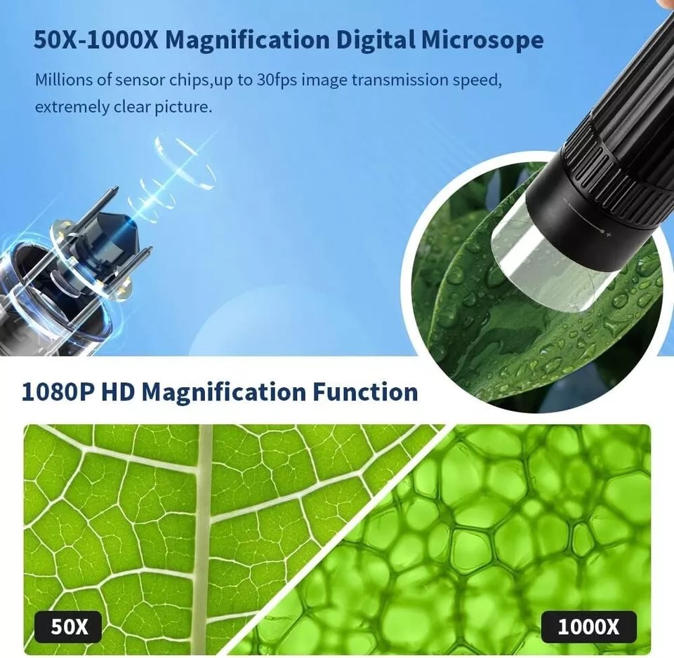 Portable Digital Microscope 50-1000x Magnification