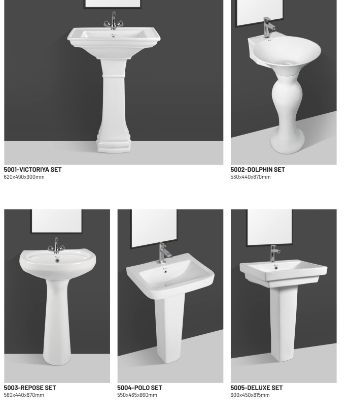 Designed Wash Basin - Color: White