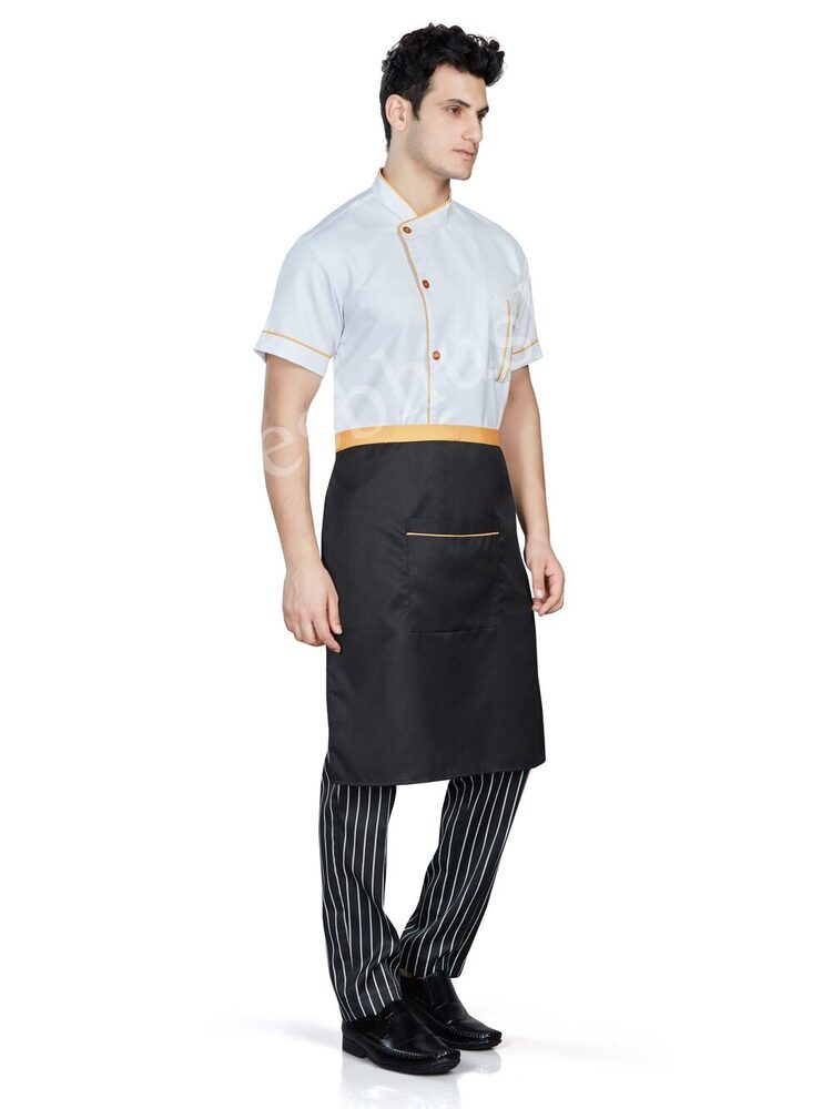 Unichefs White Chef Coat with Golden piping and Golden trims