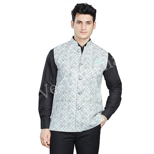 Print Modi Coaty White with Mehendi Print