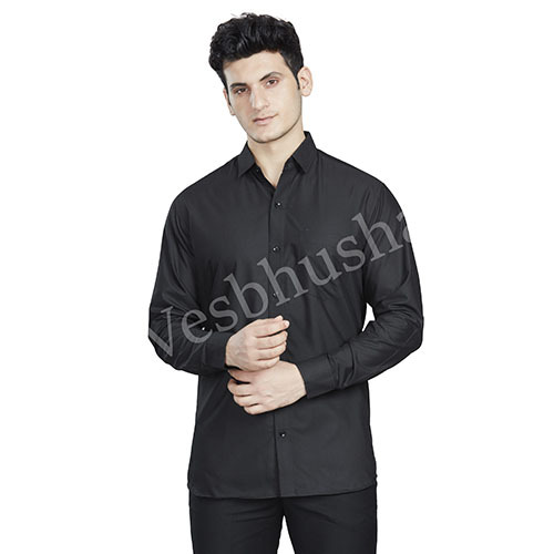 Modern Trendy Mens Full Sleeve Formal Black Shirt