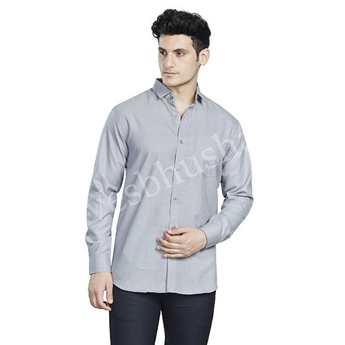 Trendy Mens Full Sleeve Formal Light Grey Shirt