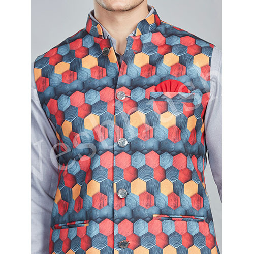 Vesbhushas Modi Coaty with HEPTAGON PRINT