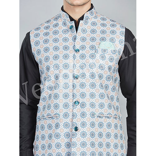 Vesbhushas Print Modi Coaty White with Grey Colour