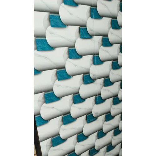Glossy Vitrified Floor Tiles - Color: White And Blue