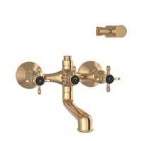 Brass Wall Mixer - Standard Size, Round Shape, Glossy Golden Finish | High-quality Brass Material, 1-year Warranty, Suitable For Bathrooms