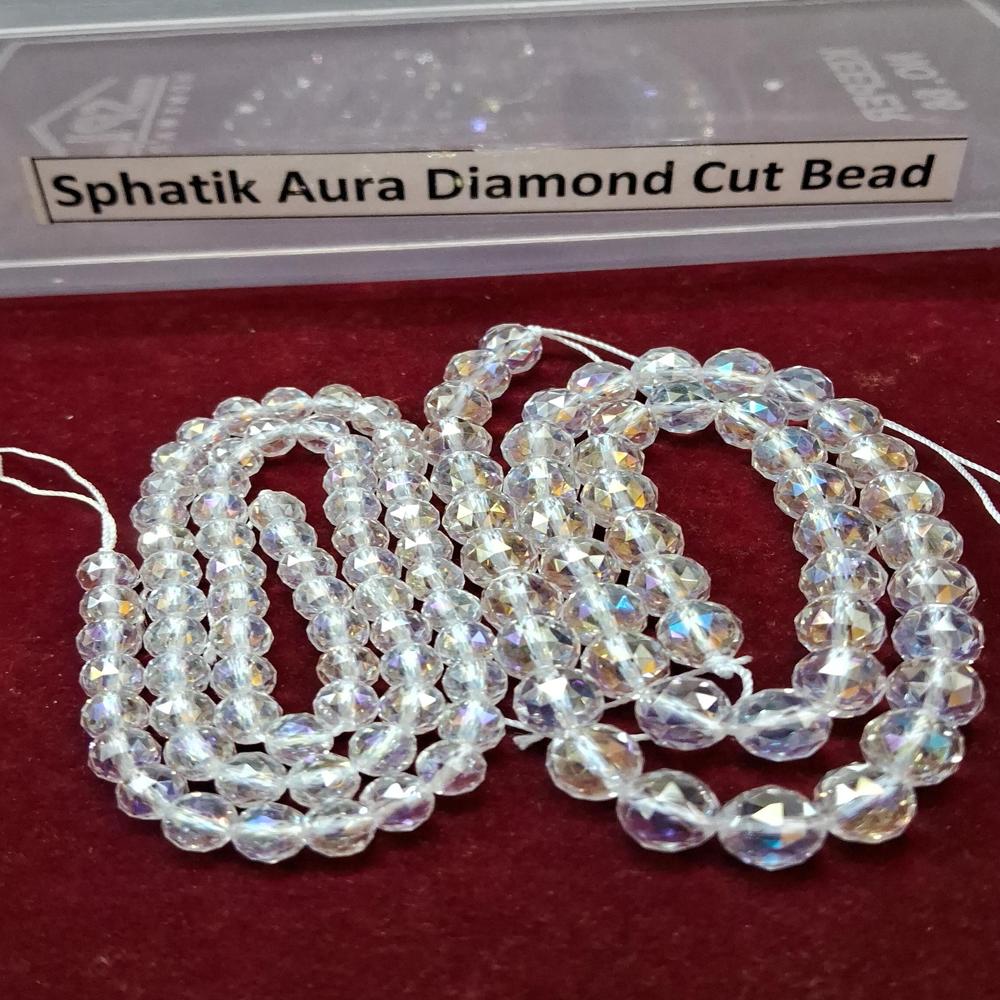 Sphatic Aura Faceted Aaa Crystal Beads - Color: White