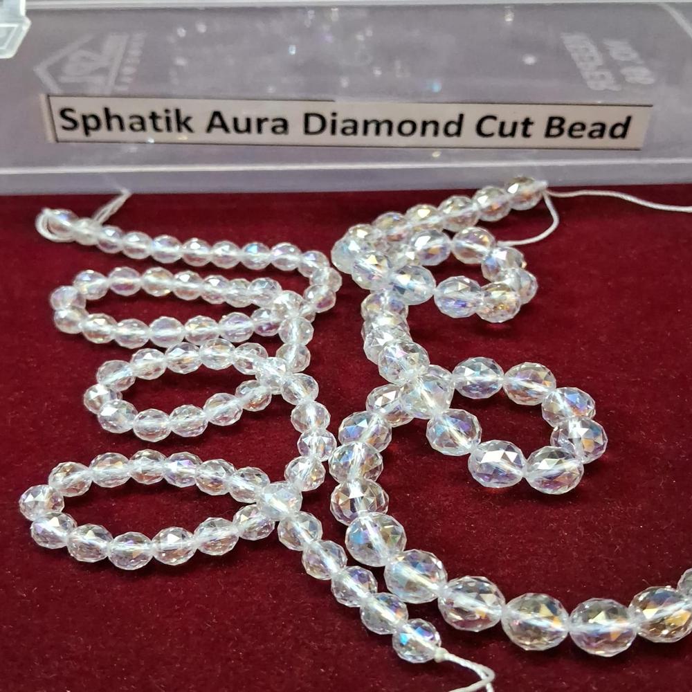 Sphatic Aura Faceted Aaa Crystal Beads - Color: White
