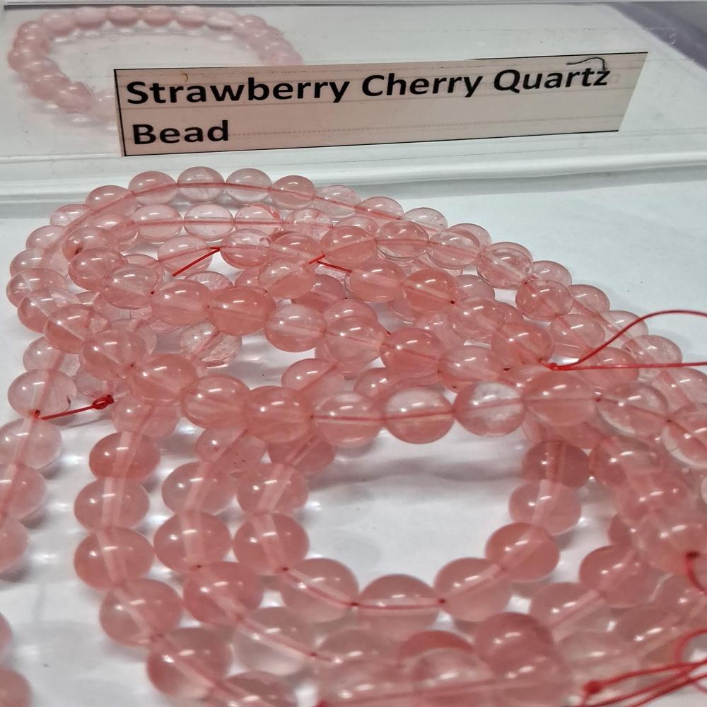 Strawberry Cherry Quartz Crystal Beads - Color: Pink