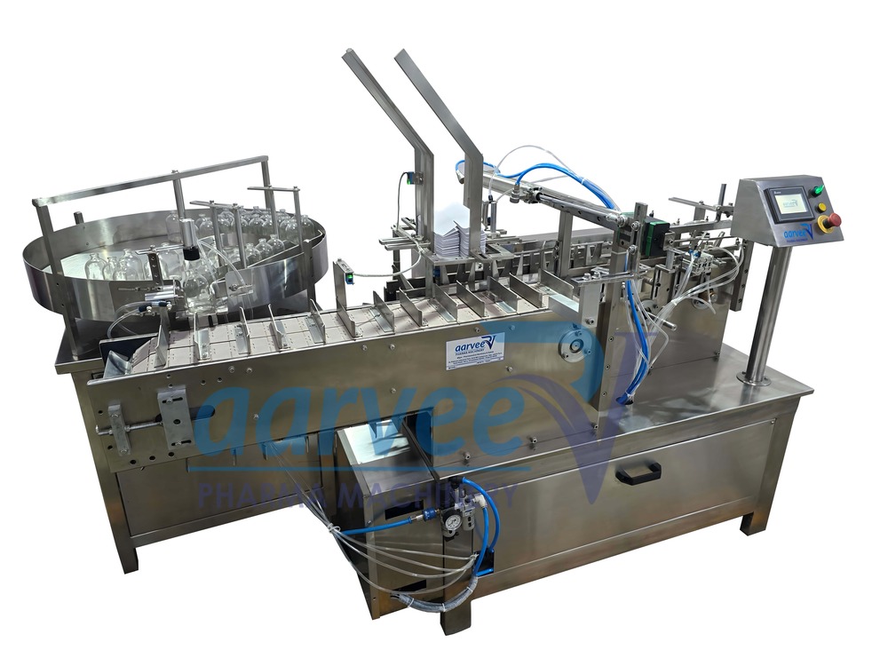 Cartoning Automation for Pharmaceutical Packaging - Stainless Steel, Up to 60 CPM , Fully Automated, Compact Design, PLC & HMI Control System